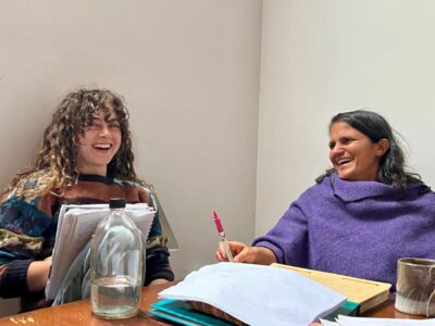 Looby and participant laughing